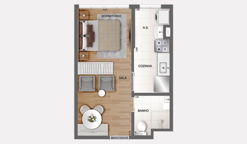 Fit Casa Brás – Studio de 26 m²