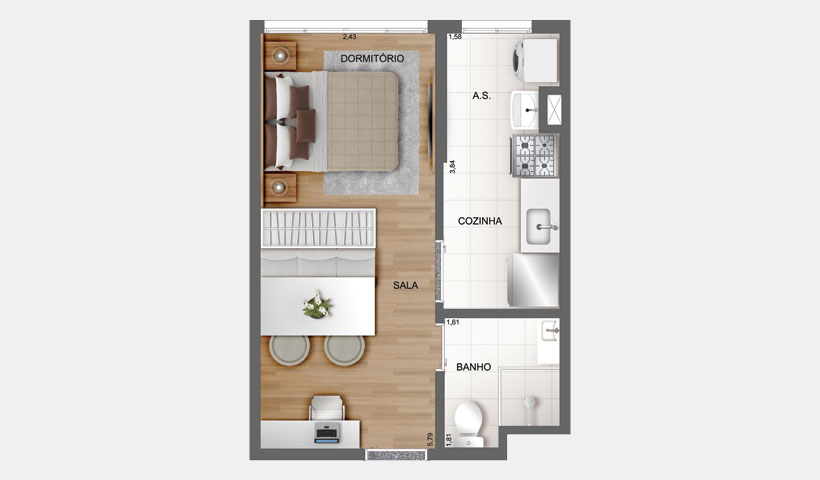 Fit Casa Brás – Studio de 26 m²