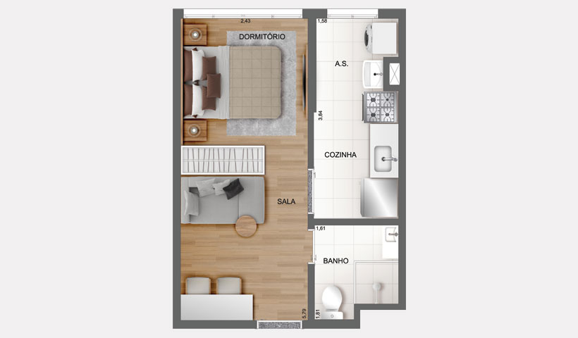 Fit Casa Brás – Studio de 26 m²