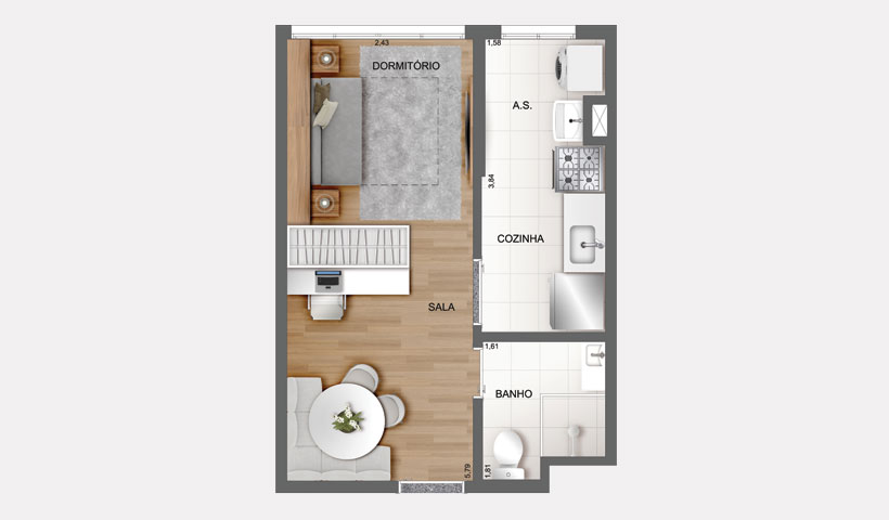 Fit Casa Brás – Studio de 26 m²