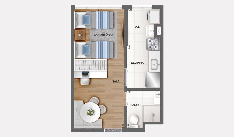 Fit Casa Brás – Studio de 26 m²