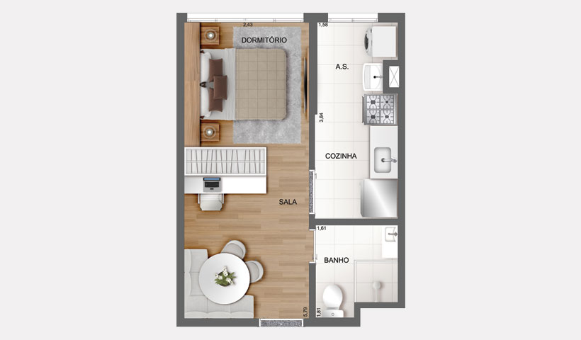 Fit Casa Brás – Studio de 26 m²