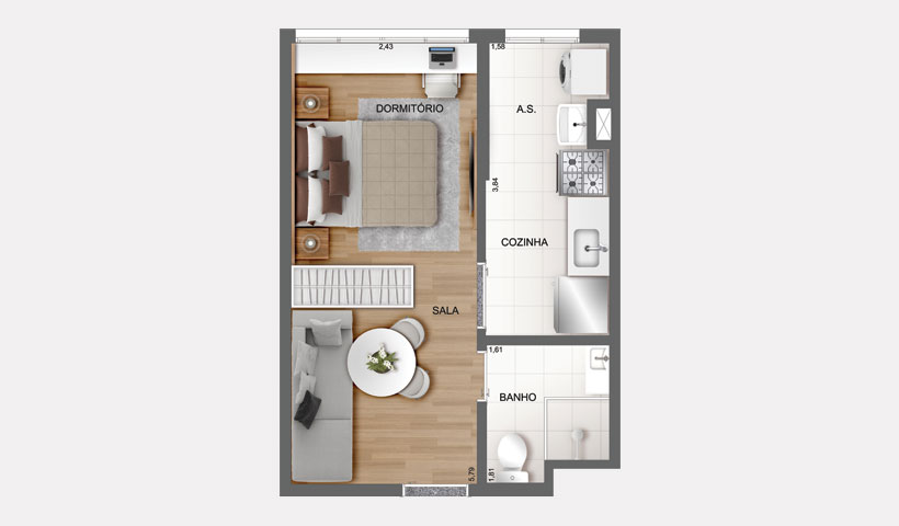 Fit Casa Brás – Studio de 26 m²