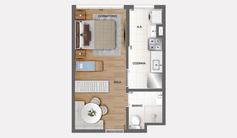 Fit Casa Brás – Studio de 26 m²