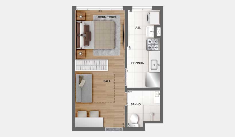 Fit Casa Brás – Studio de 26 m²