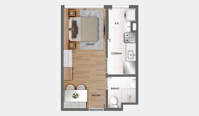 Fit Casa Brás – Studio de 26 m²