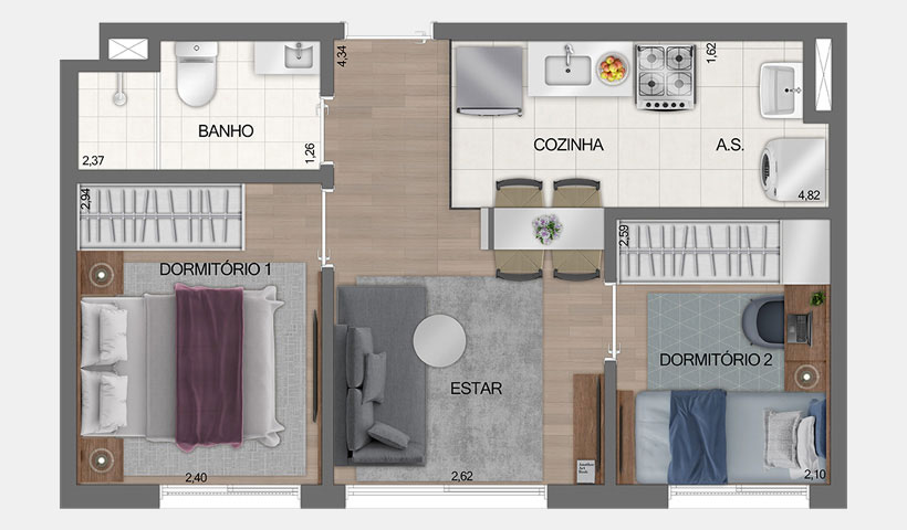 Fit Casa Estação José Bonifácio - Apto. de 2 Dorms. de 35 m²